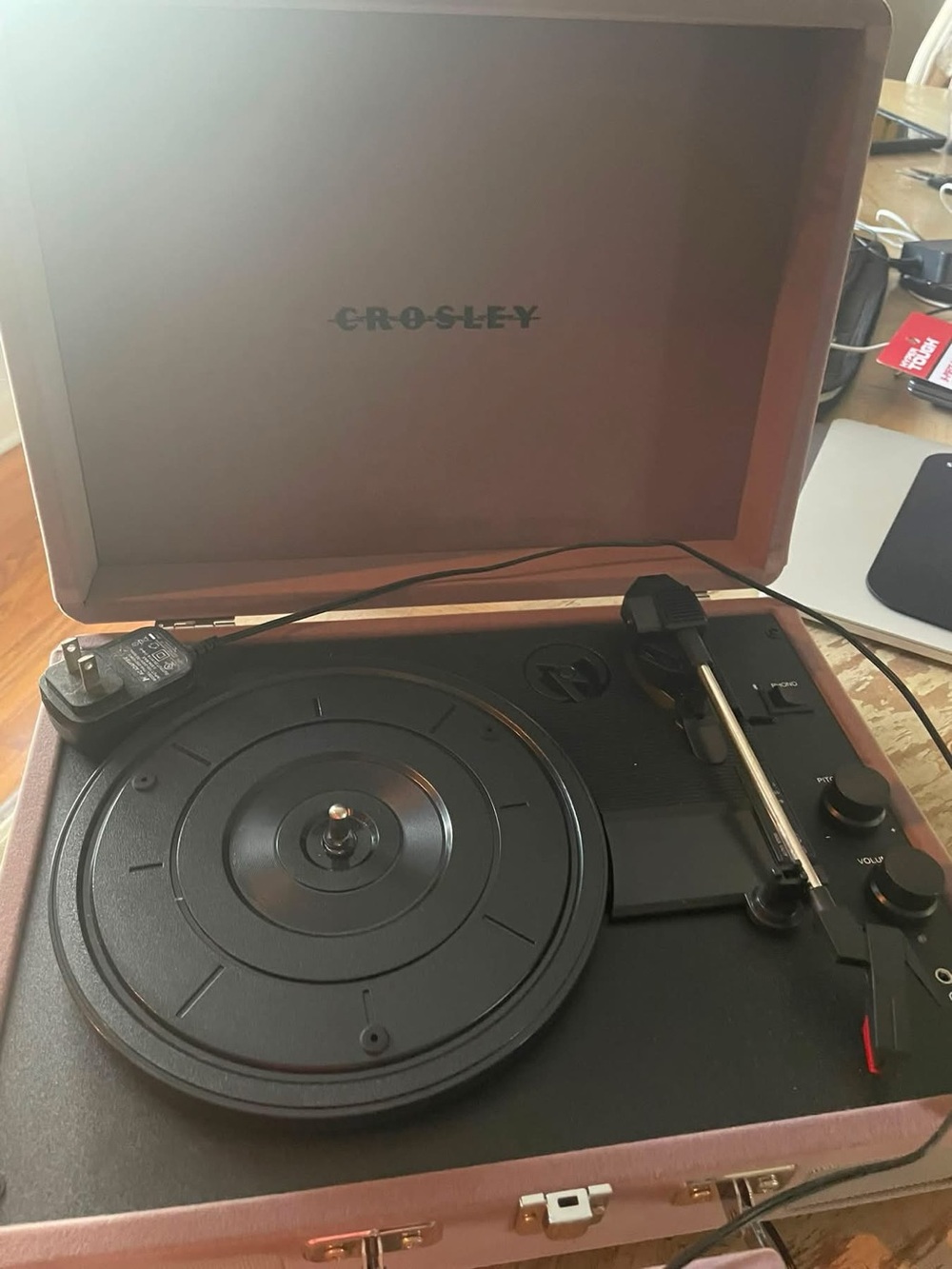 Crosley Pink and Black Portable Suitcase Turntable Record Player